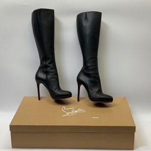 Christian Louboutin Botalli 120 black cat skin, knee-high leather boots, 39.5
